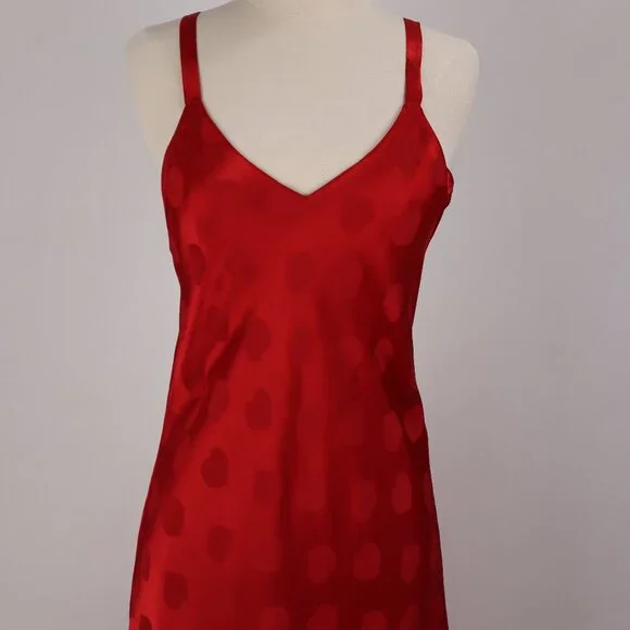 🌺 Vintage Cacique Hearts Long Nightgown Negligee Lingerie Sexy Valentine's Day